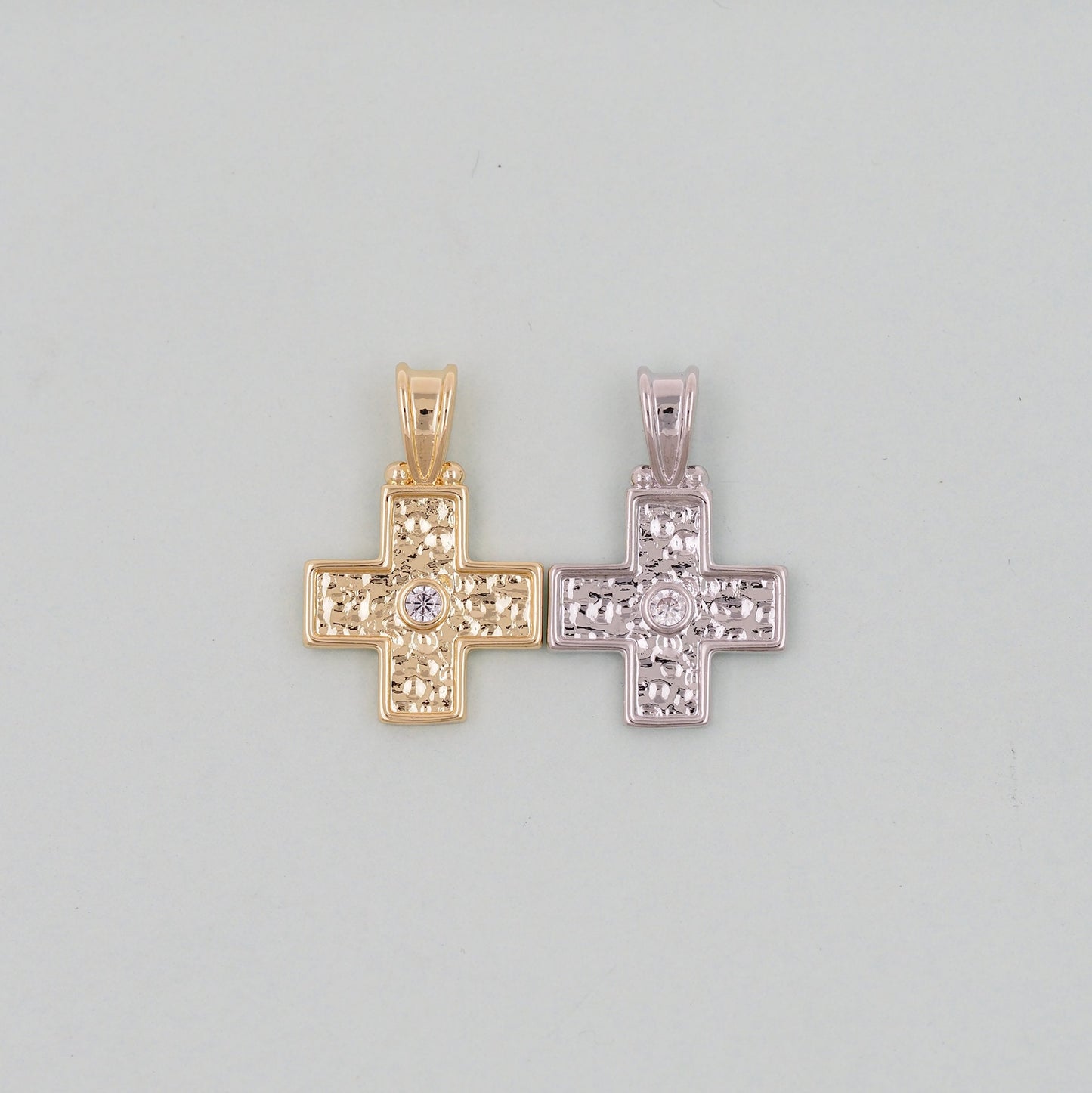 Gold Cross Charms,18K Gold Filled Cross Pendant,Silver Cross Charm Bracelet Necklace for DIY Jewelry Making Supply