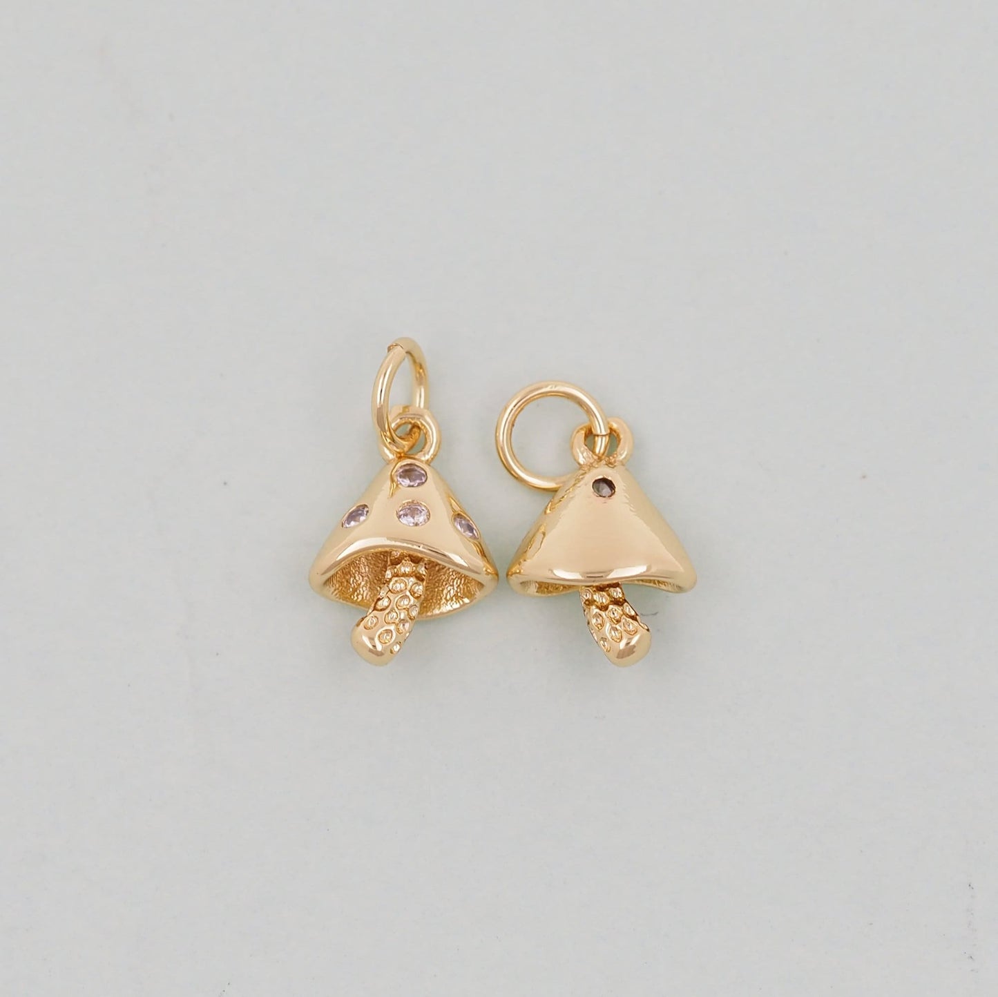 Gold mushroom Charms,18K Gold Filled mushroom Pendant,Silver mushroom Charm Bracelet Necklace for DIY Jewelry Making Supply