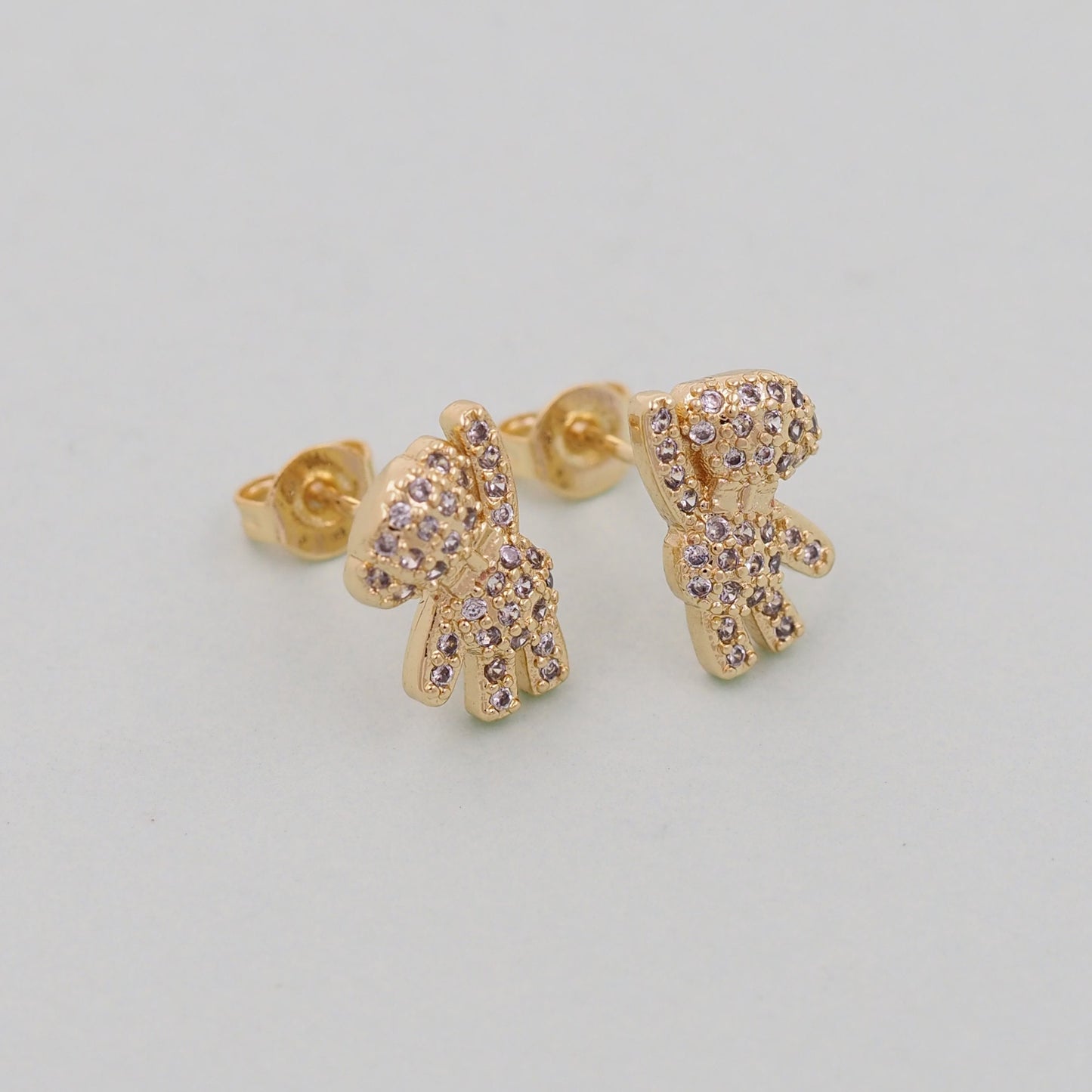 1pair 18K Gold Filled Bear Stud Earrings,Gold Earrings,Dainty Hoops Huggie,Gold Huggies Hoop Earrings