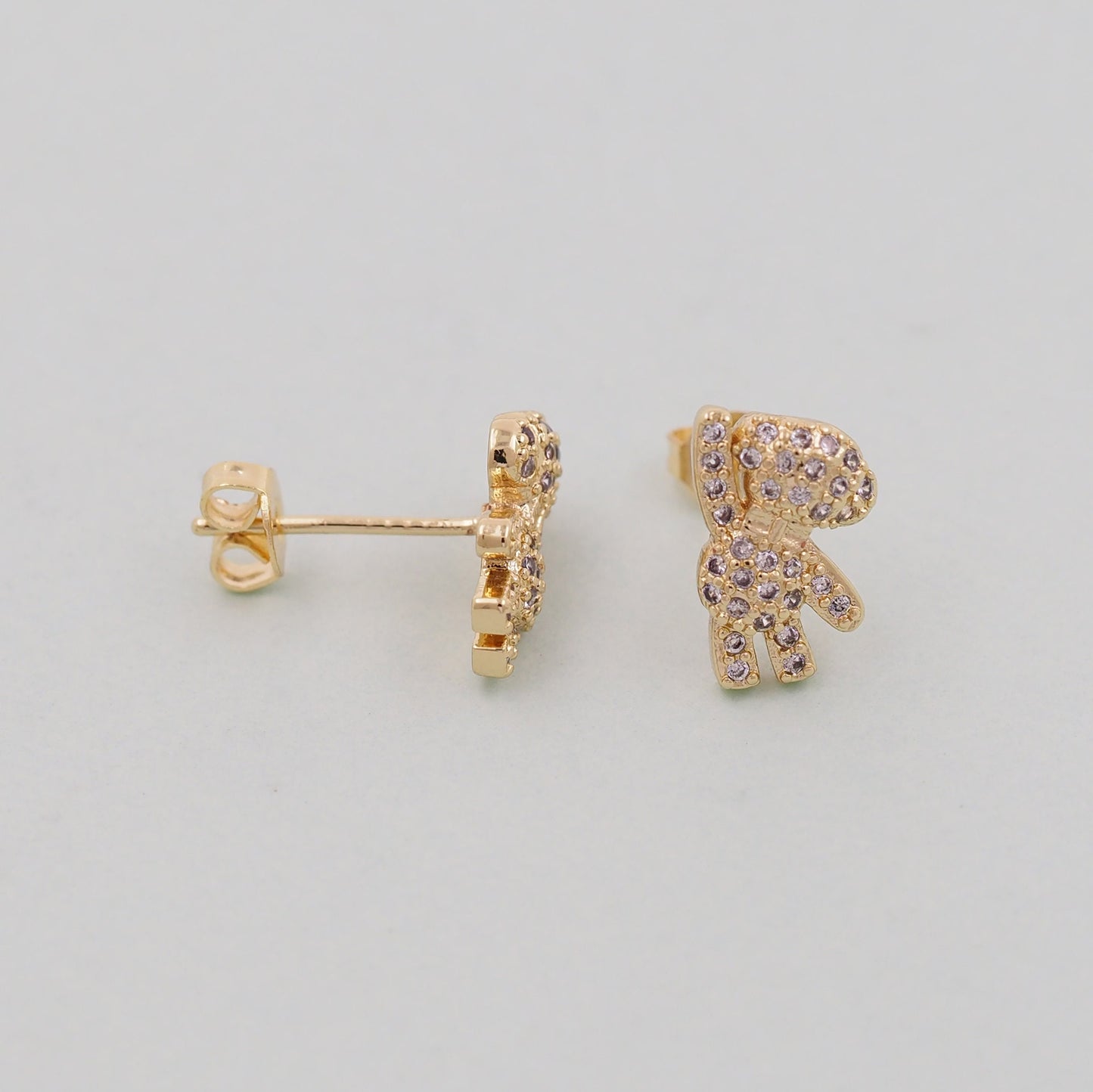 1pair 18K Gold Filled Bear Stud Earrings,Gold Earrings,Dainty Hoops Huggie,Gold Huggies Hoop Earrings