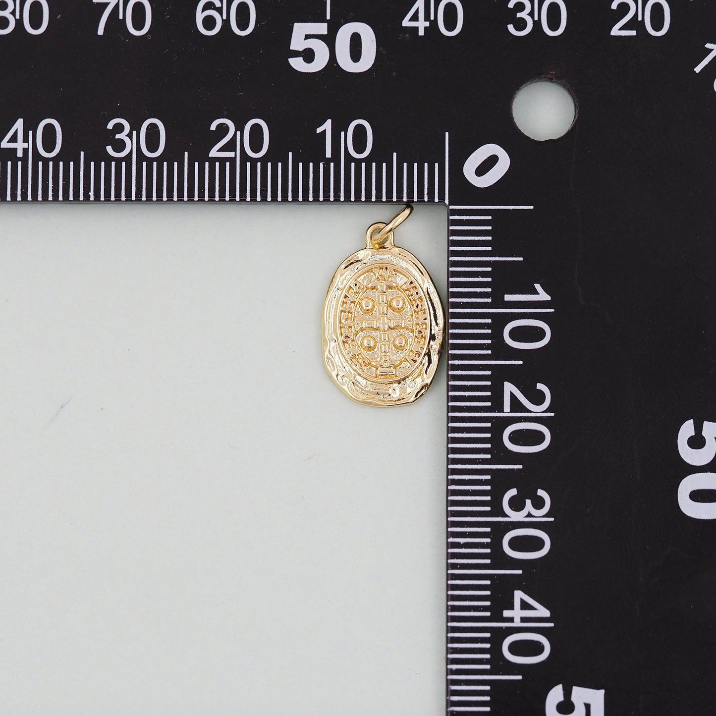 Gold Oval Charms,18K Gold Filled Cross Pendant,Oval Charm Bracelet Necklace for DIY Jewelry Making Supply