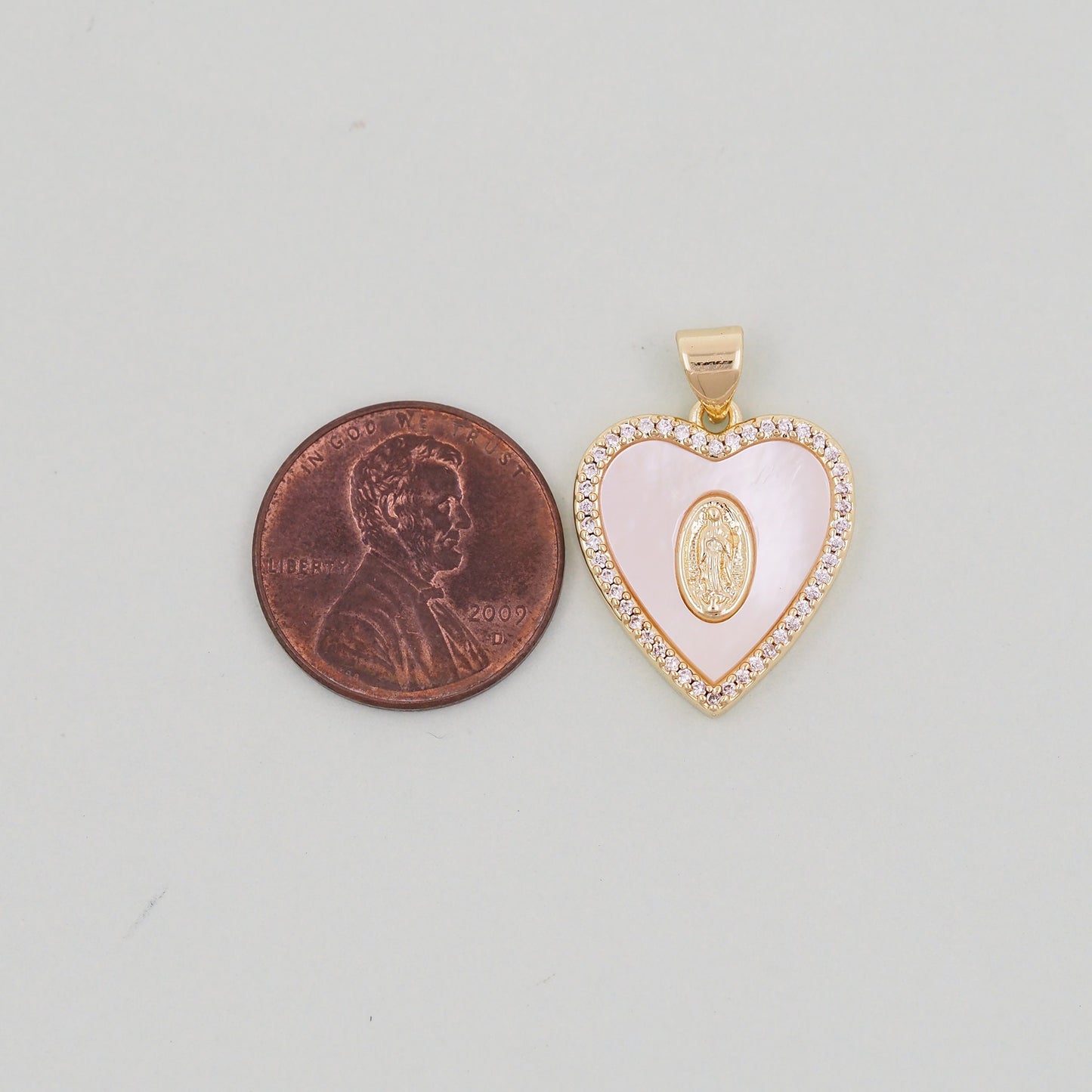 Gold Our Lady of Guadalupe Charms,18K Gold Filled Heart virgin mary Pendant Charm Bracelet Necklace for DIY Jewelry Making Supply