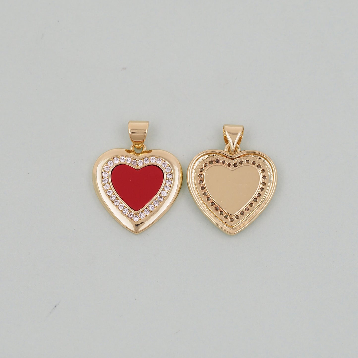 Gold Red Heart Charms,18K Gold Filled Heart Pendant,Heart Charm Bracelet Necklace for DIY Jewelry Making Supply