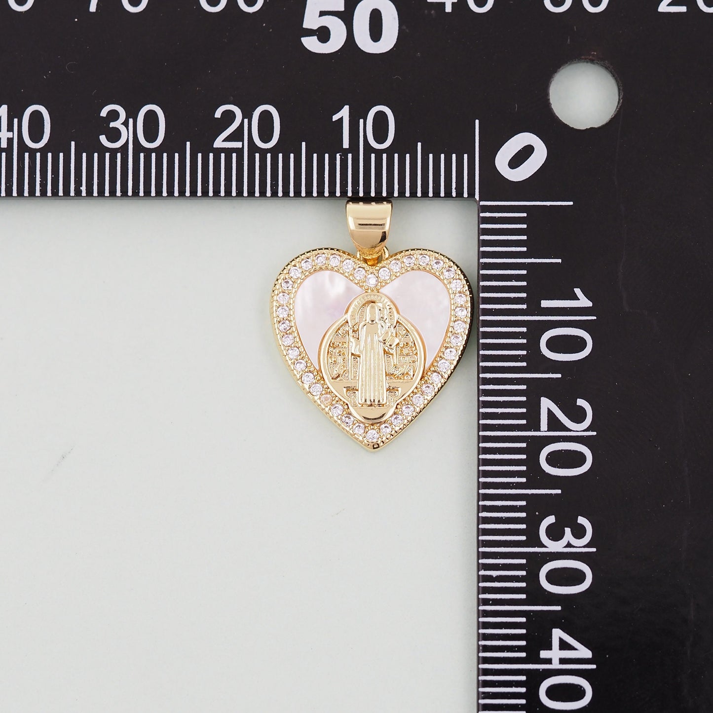 Gold JesusCharms,18K Gold Filled Heart Jesus Pendant Charm Bracelet Necklace for DIY Jewelry Making Supply