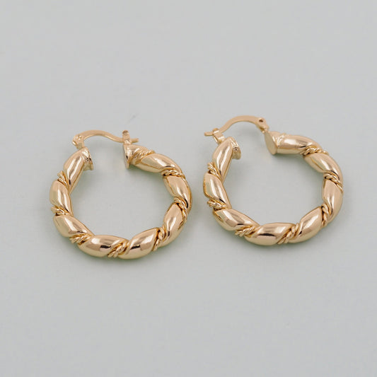 1pair 18K Gold Filled twist Hoops Earrings,Gold Earrings,Dainty Hoops Huggie,Gold Huggies Hoop Earrings