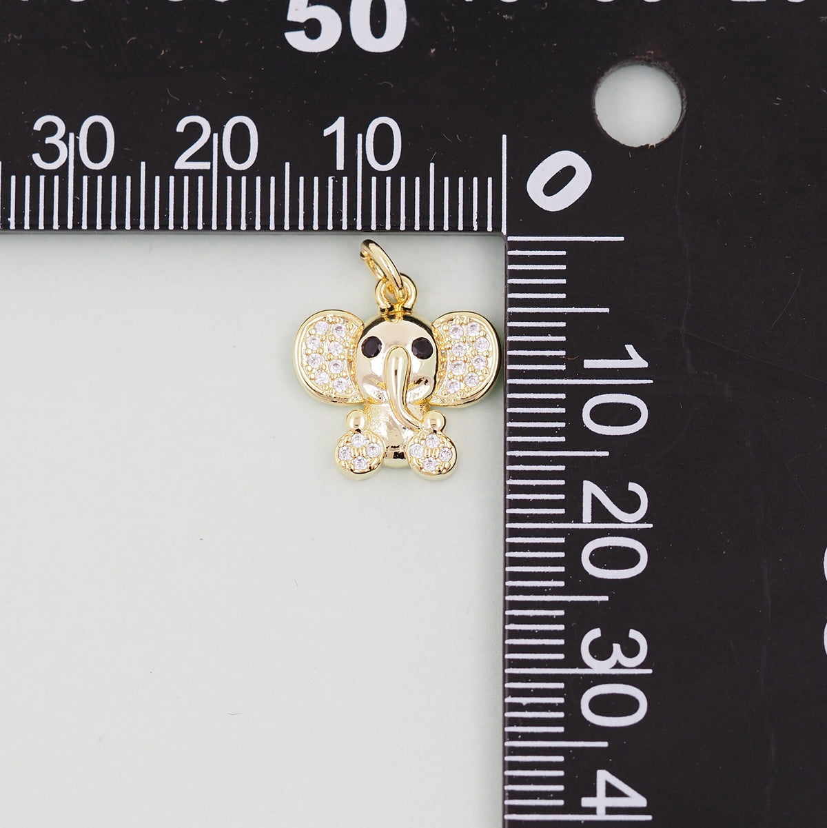 18K Gold Filled Elephant CZ Charm Pendant for Jewelry Making