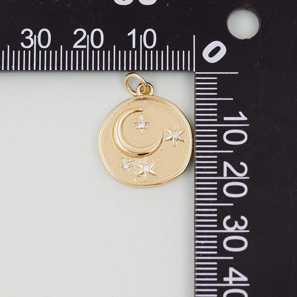 Gold Moon Charms,18K Gold Filled Moon Pendant,CZ Micro Pave Star Charm Bracelet Necklace for DIY Jewelry Making Supply