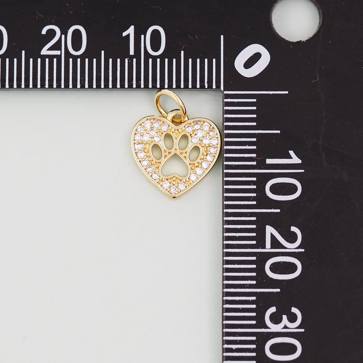 Gold Tiny Heart paw Charms,18K Gold Filled Heart Pendant,Heart Charm Bracelet Necklace for DIY Jewelry Making Supply