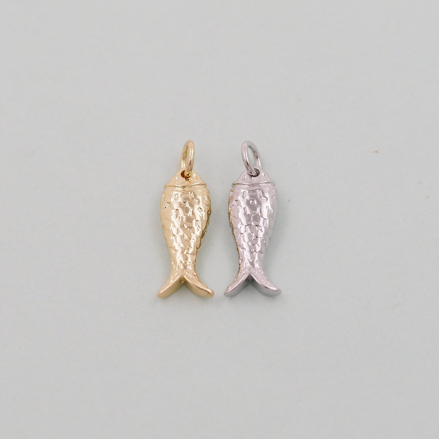 Gold fish Charms,18K Gold Filled fish Pendant,fish Charm Bracelet Necklace for DIY Jewelry Making Supply