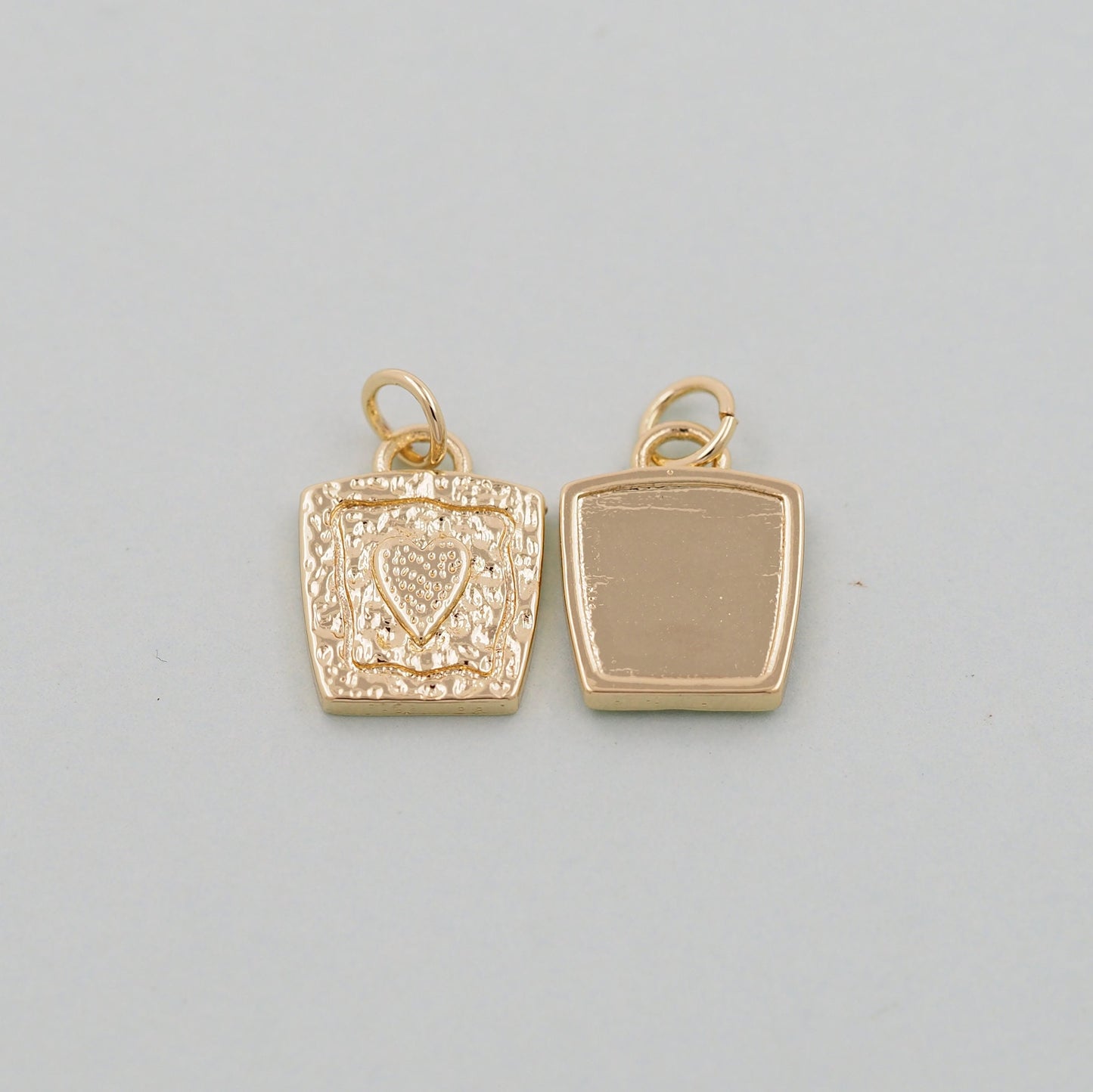 Gold Round Heart Charms,18K Gold Filled Heart Pendant,geometry Heart Charm Bracelet Necklace for DIY Jewelry Making Supply