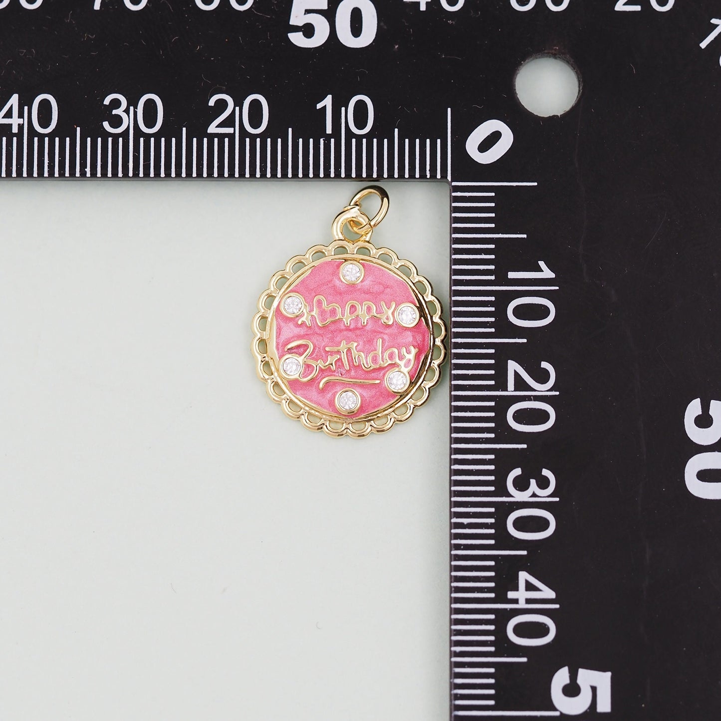 Gold Happy birthday Charms,18K Gold Filled Happy birthday Pendant Bracelet Necklace for DIY Jewelry Making Supply