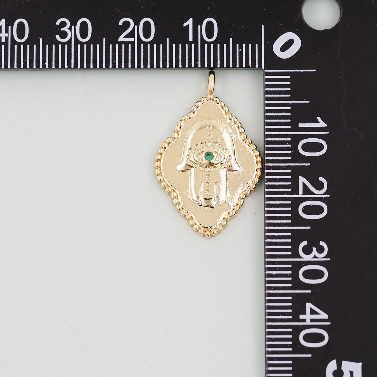 18K Gold Filled Hamsa Beads Pendant,CZ Hand Hamsa Charms Bracelet Necklace for DIY Jewelry Making Supply