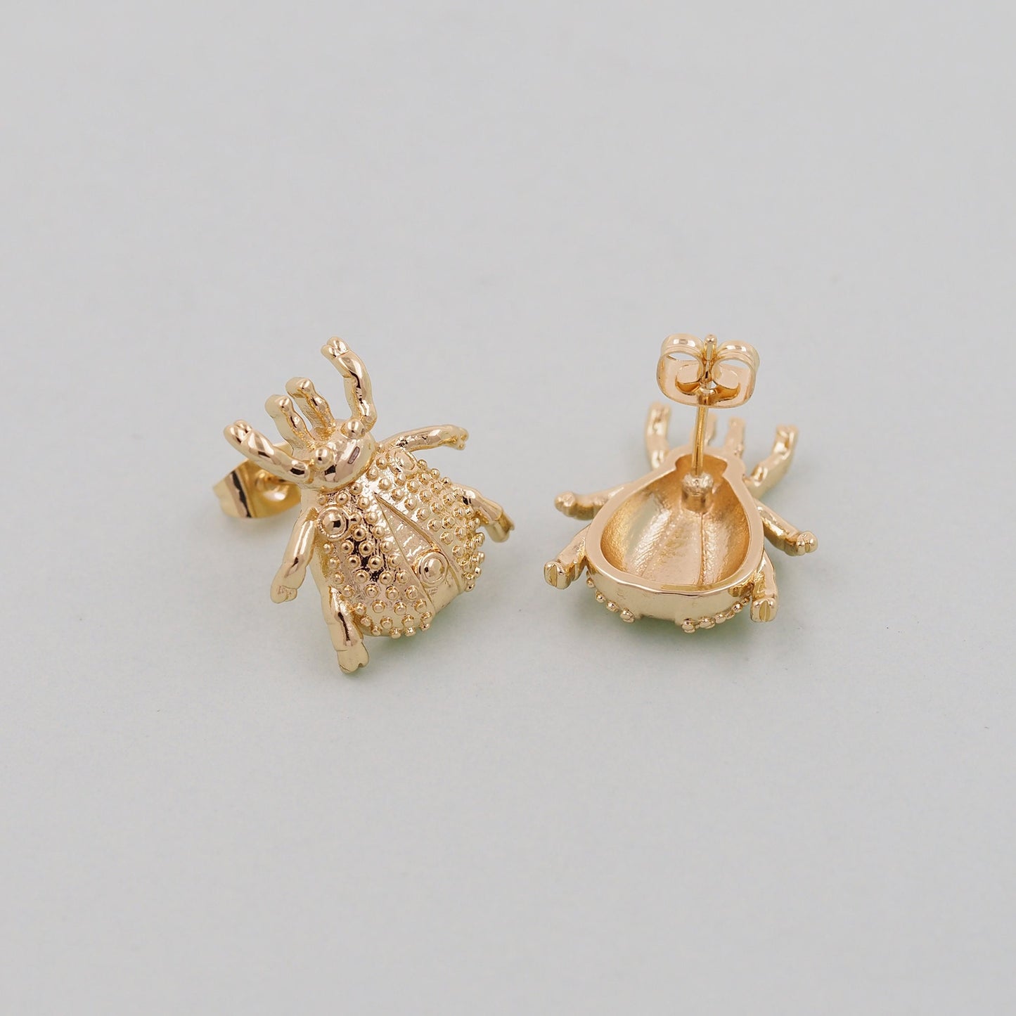 1pair 18K Gold Filled Beetle Stud Earrings,Gold Earrings,Dainty Hoops Huggie,Gold Huggies Hoop Earrings