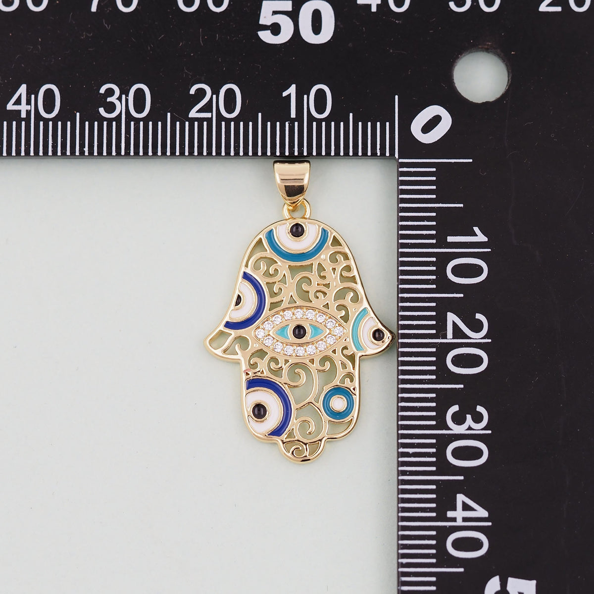 Gold Hamsa Charms,18K Gold Filled CZ Micro Pave Hamsa Pendant,Hamsa Protection Charms Bracelet Necklace for DIY Jewelry Makin