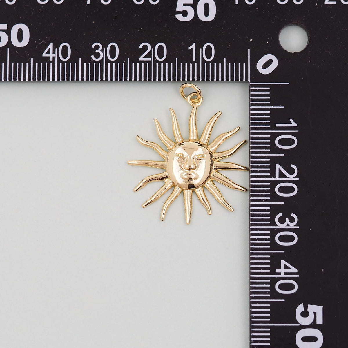 18K Gold Filled Cubic Zirconia Sun Charm Pendant for Jewelry Making