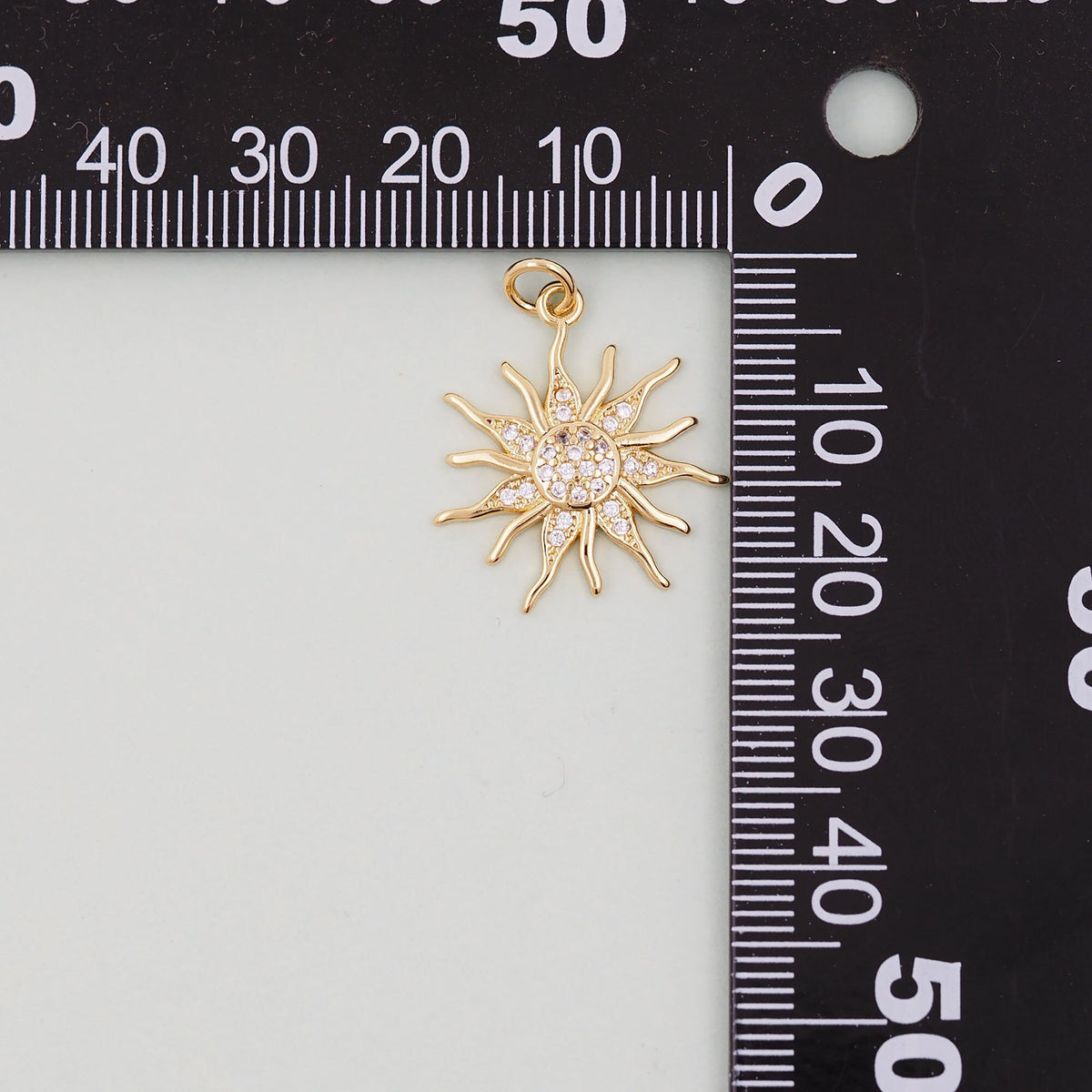 Gold CZ Sun Charms,18K Gold Filled Sun Pendant,Celestial Charm Bracelet Necklace for DIY Jewelry Making Supply