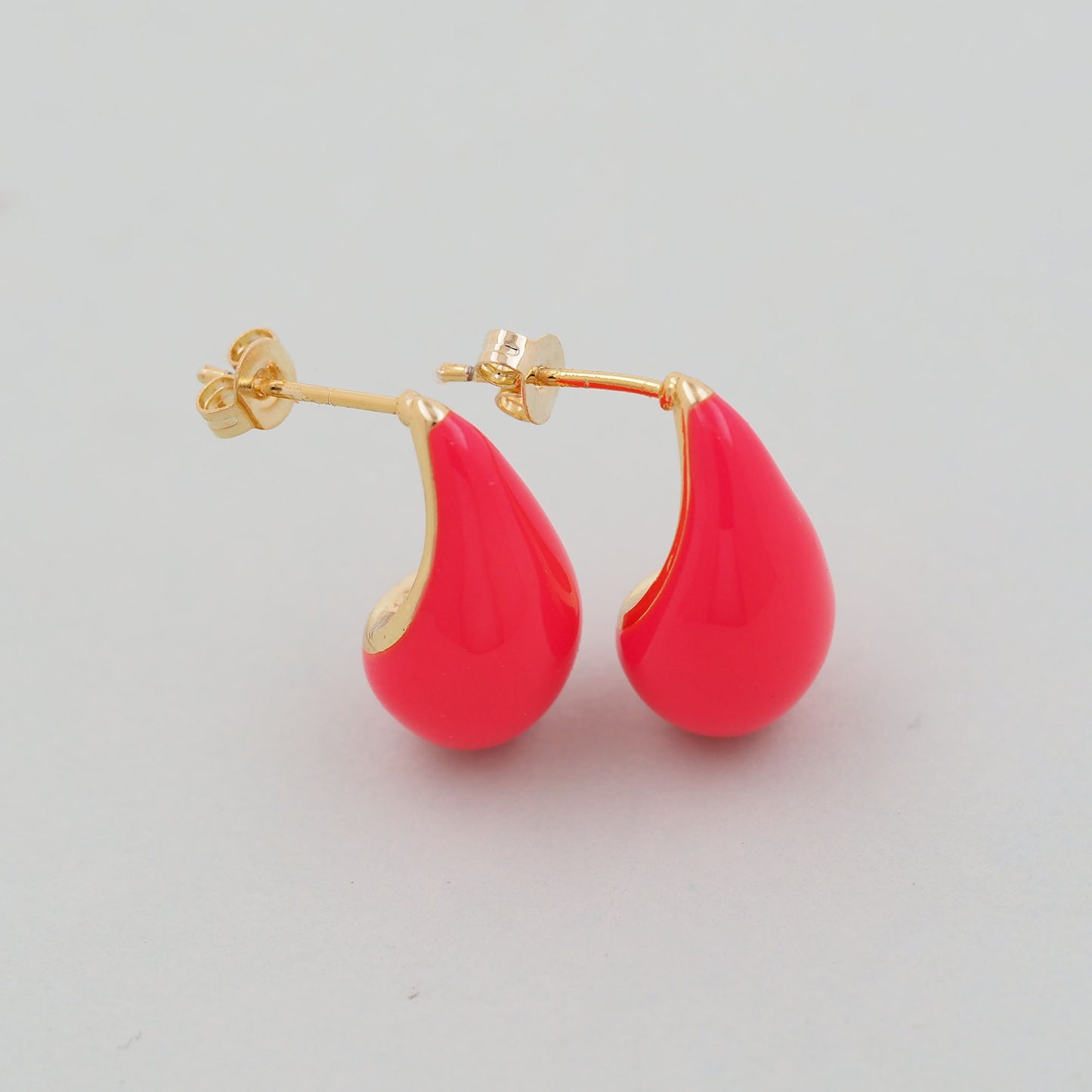 1pair 18K Gold Filled Teardrop Earrings,Gold Earrings,Dainty Enamel Earrings