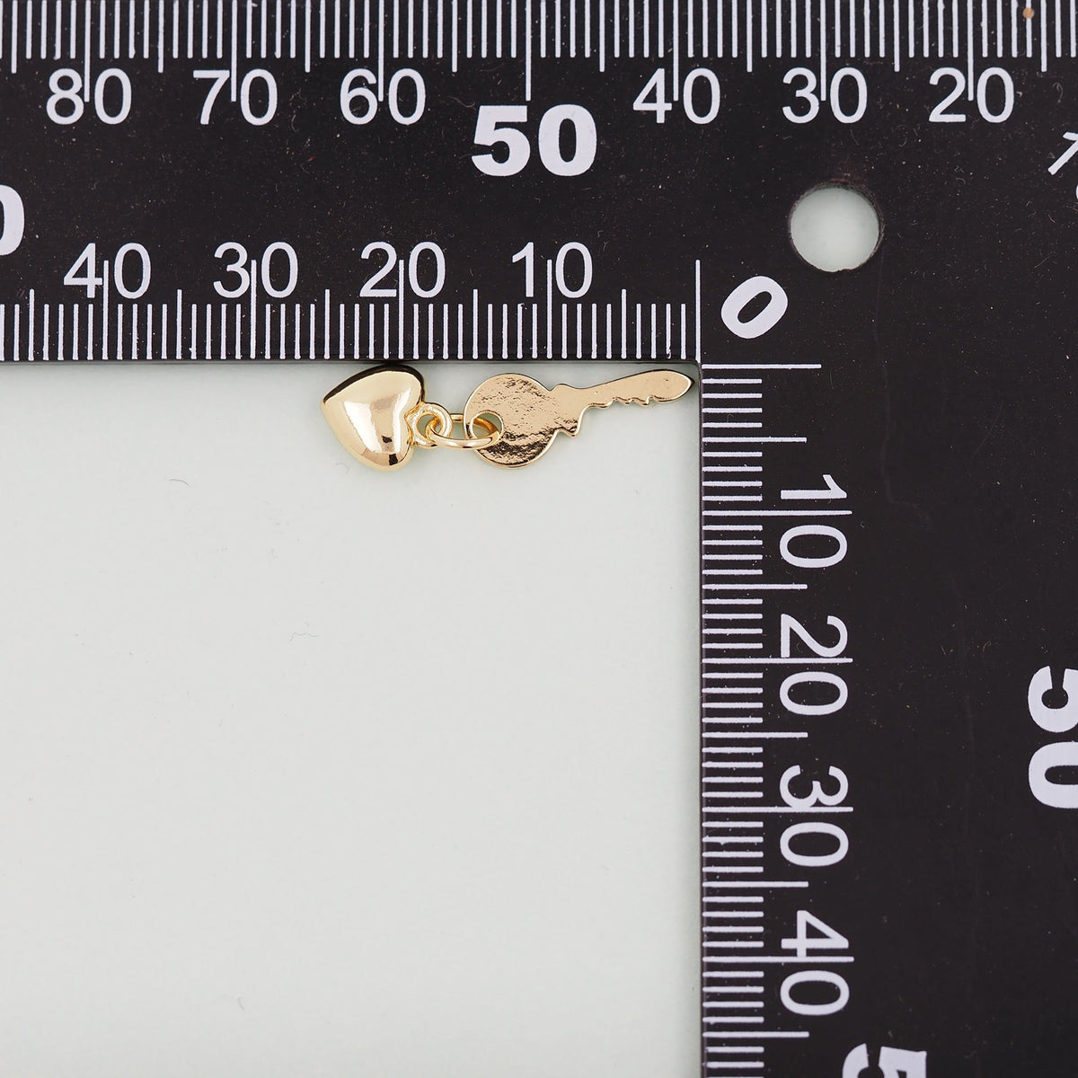 Gold Heart Key Charms,18K Gold Filled Key Pendant,Tiny Heart Charm Bracelet Necklace for DIY Jewelry Making Supply
