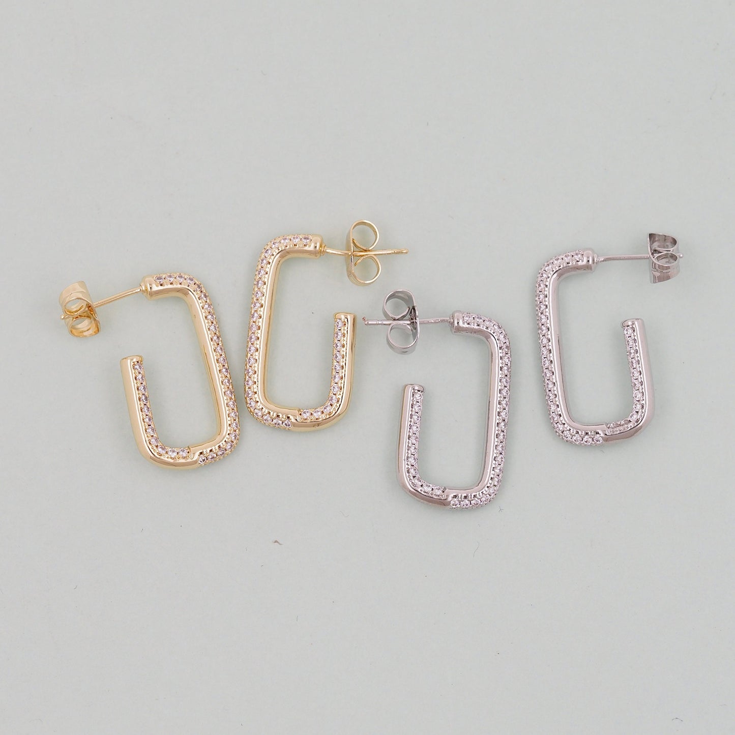 1pair 18K Gold Filled geometry Hoops Earrings,Gold rectangle Earrings,Dainty Hoops Huggie,Gold Huggies Hoop Earrings