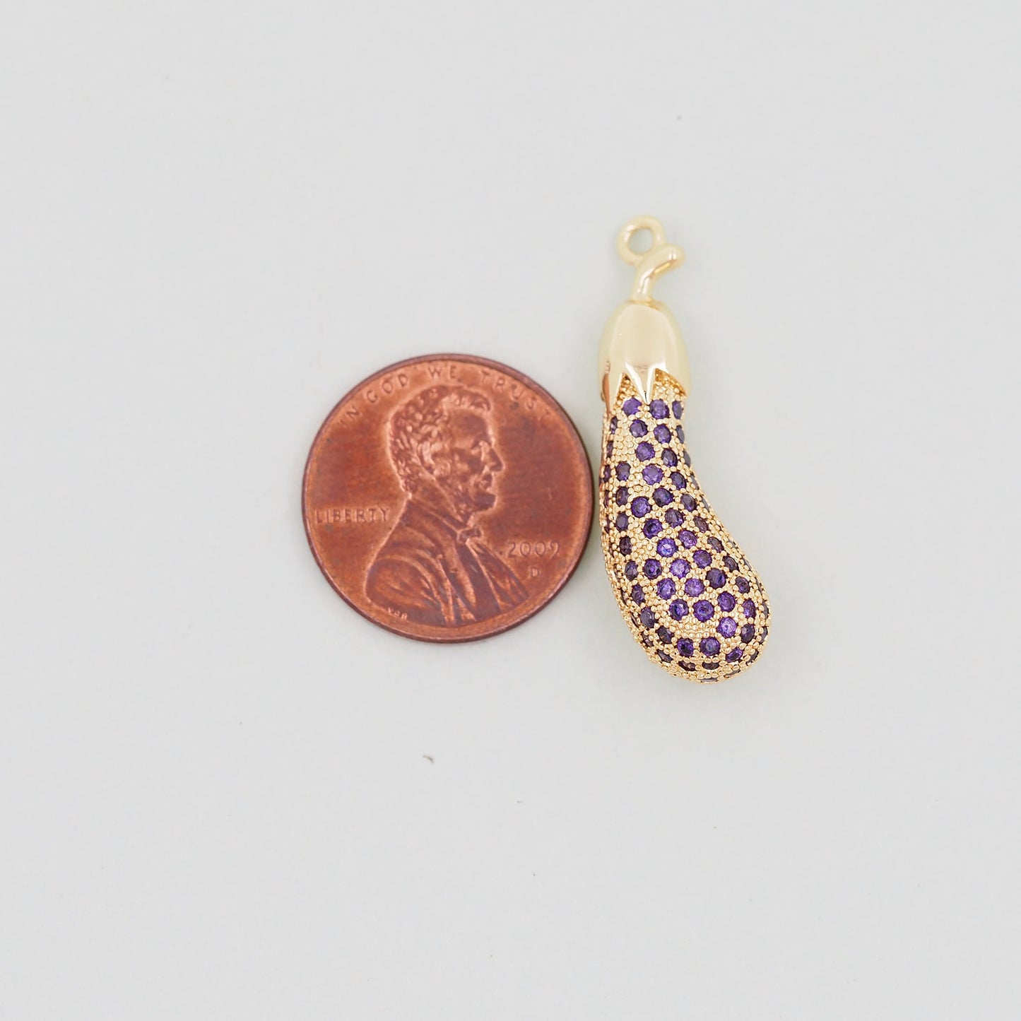 Gold Eggplant Charms,18K Gold Filled Eggplant Pendant,Vegetable Charm Bracelet Necklace for DIY Jewelry Making Supply