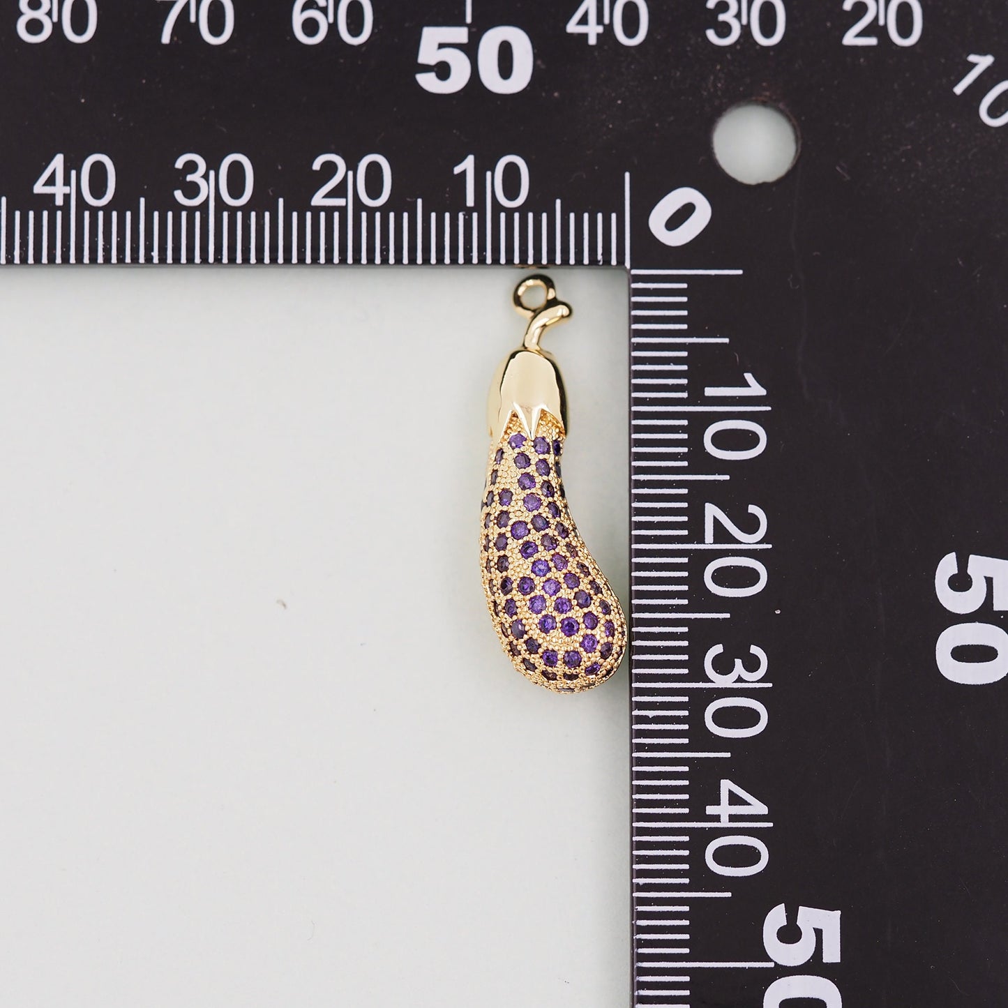 Gold Eggplant Charms,18K Gold Filled Eggplant Pendant,Vegetable Charm Bracelet Necklace for DIY Jewelry Making Supply