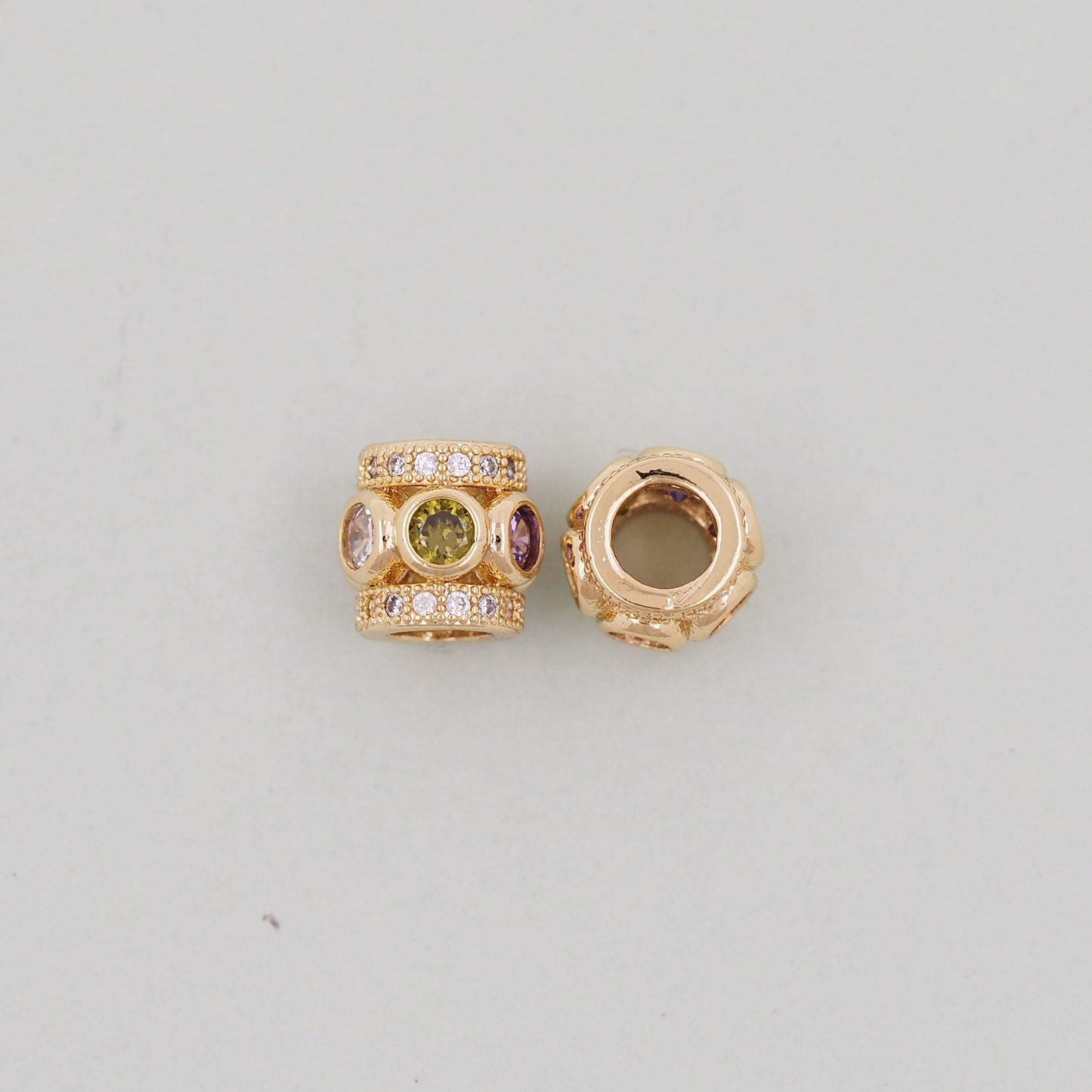 Gold Barrel Beads Charms,18K Gold Filled Stainless steel Tube spacer beads Bracelet Necklace for DIY Jewelry Making Supply hole 5mm