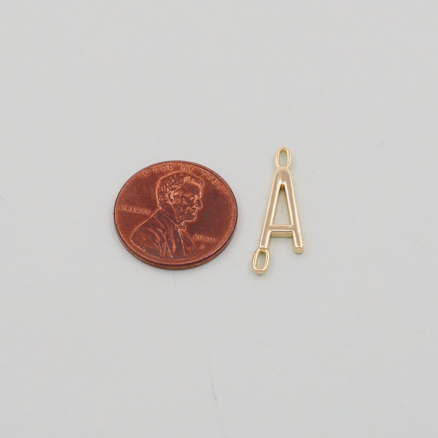 Gold letter Charms,18K Gold Filled letter Pendant,perforation initial Charm Bracelet Necklace for DIY Jewelry Making Supply