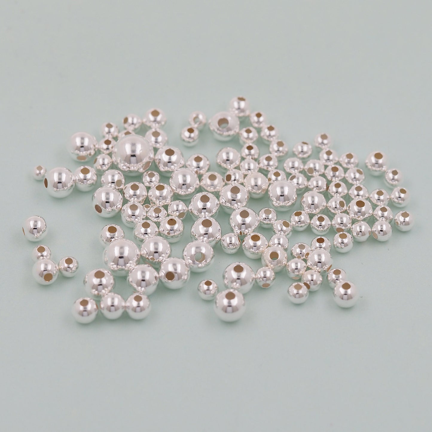 50pcs Sterling Silver Tiny Round Spacer Beads,925 Silver Bracelet Beads,Ball Spacer Beads for Bracelet Jewelry Necklace Making Supply
