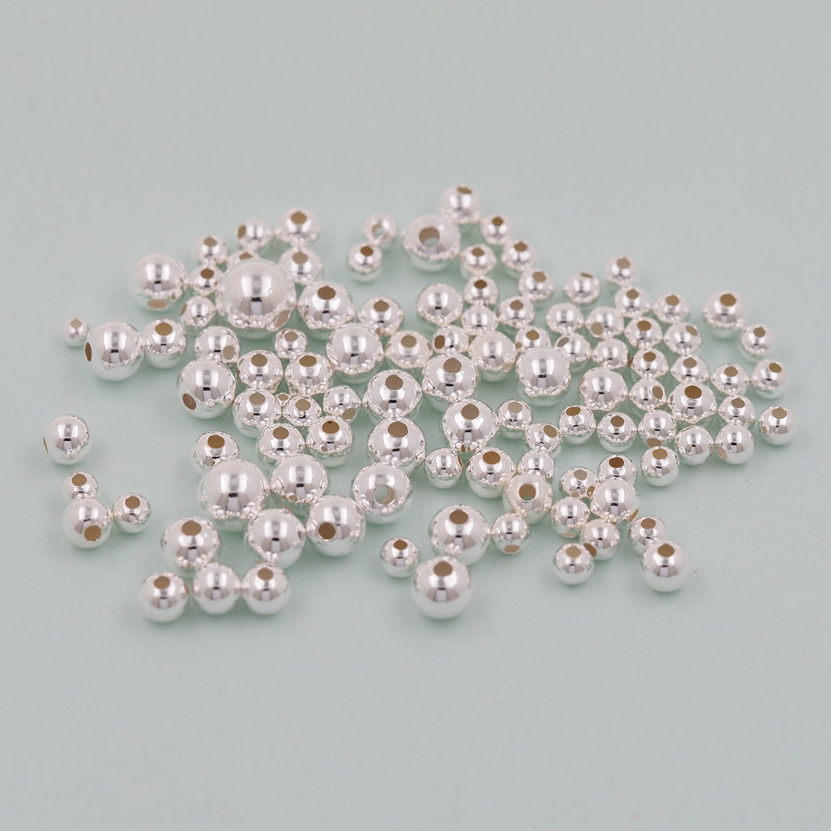 50pcs Sterling Silver Tiny Round Spacer Beads,925 Silver Bracelet Beads,Ball Spacer Beads for Bracelet Jewelry Necklace Makin