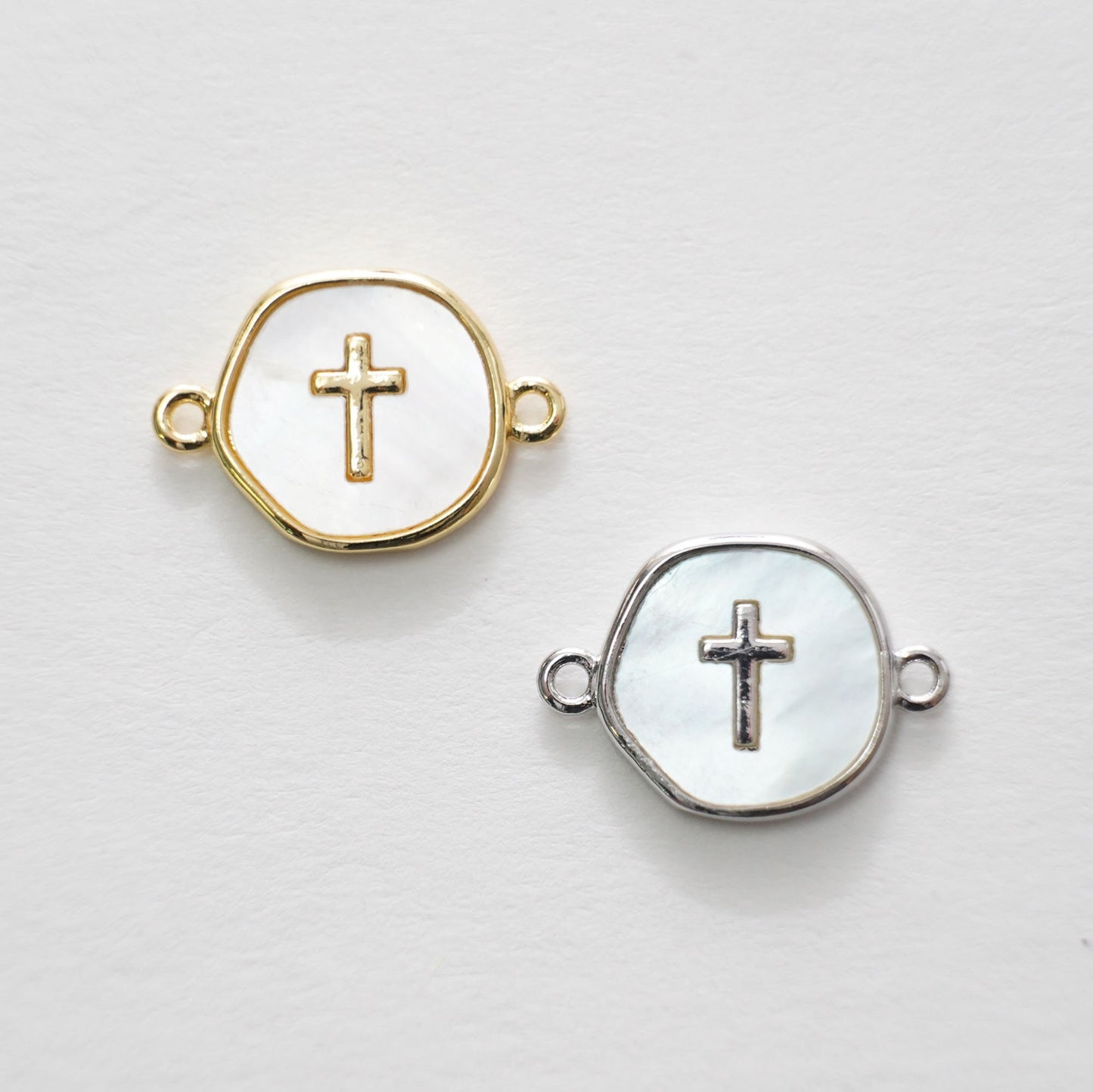 Gold Cross Connector Charms,18K Gold Filled Cross Pendant,Cross Charm Bracelet Necklace for DIY Jewelry Making Supply