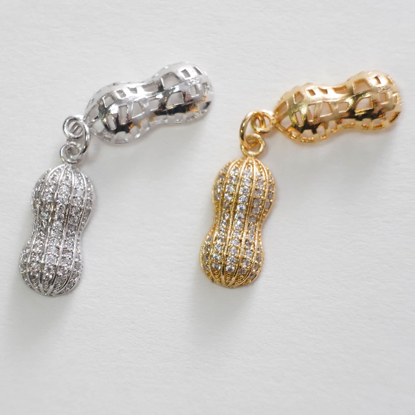 Gold Peanut Charms,18K Gold Filled Peanut Pendant,Peanut Charm Bracelet Necklace for DIY Jewelry Making Supply