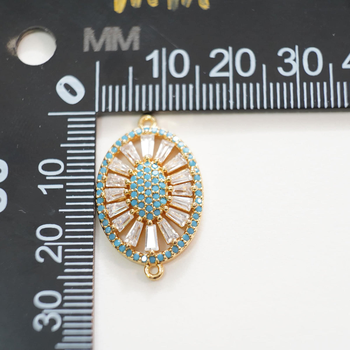 Gold Oval Connector Charms,18K Gold Filled CZ Oval Pendant,Oval Charm Bracelet Necklace for DIY Jewelry Making Supply