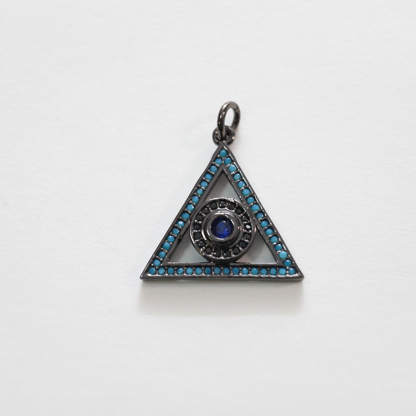 Gold Triangle Evil Eye Charms,18K Gold Filled Evil Eye Pendant,CZ Micro Pave Evil Eye Charm Bracelet Necklace for DIY Jewelry Making Supply