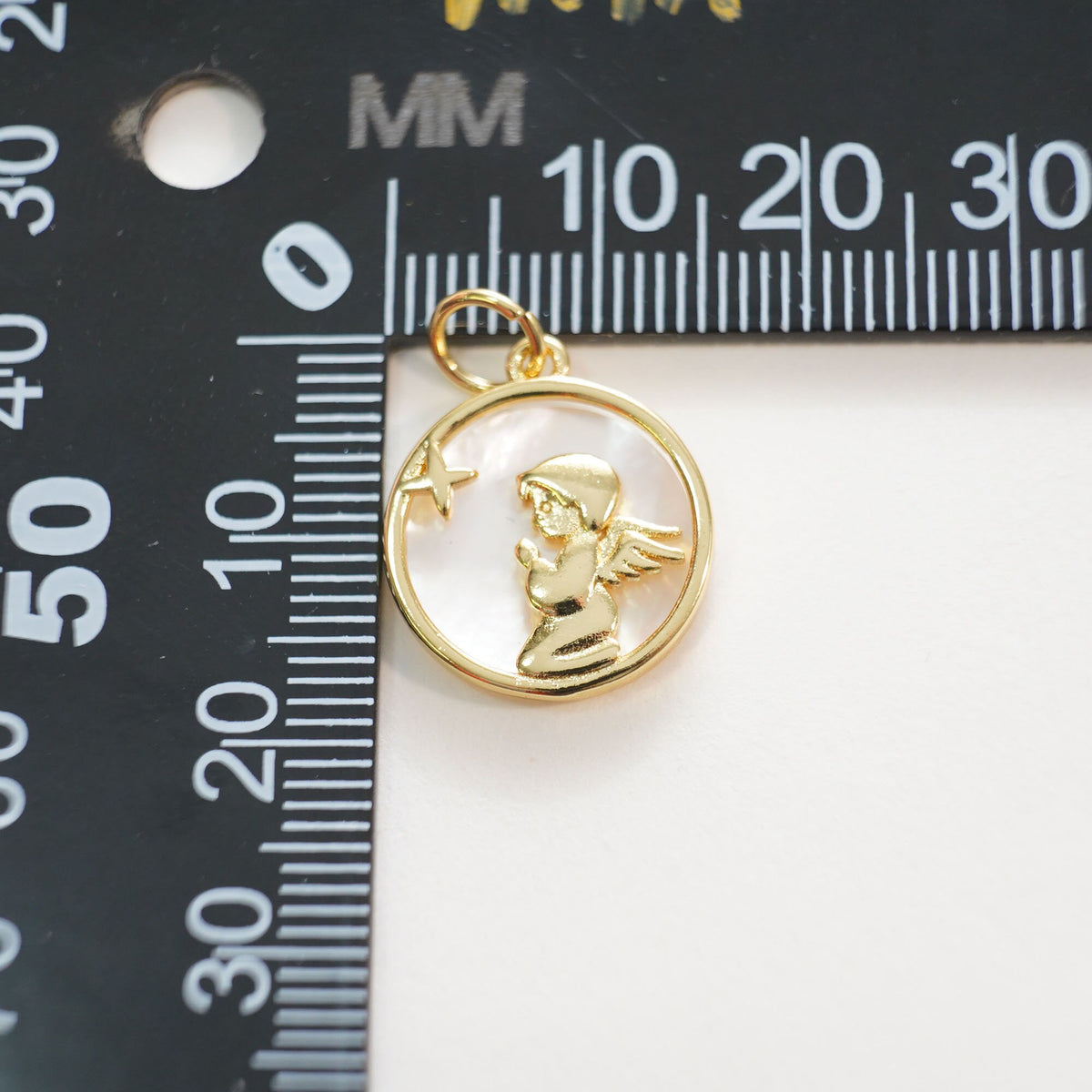 18K Gold Filled Angel CZ Charm Pendant for Jewelry Making
