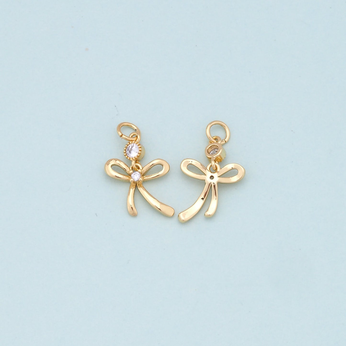 Gold Tiny Bow Charms,18K Gold Filled Bow Pendant,Bow Charm Bracelet Necklace for DIY Jewelry Making Supply