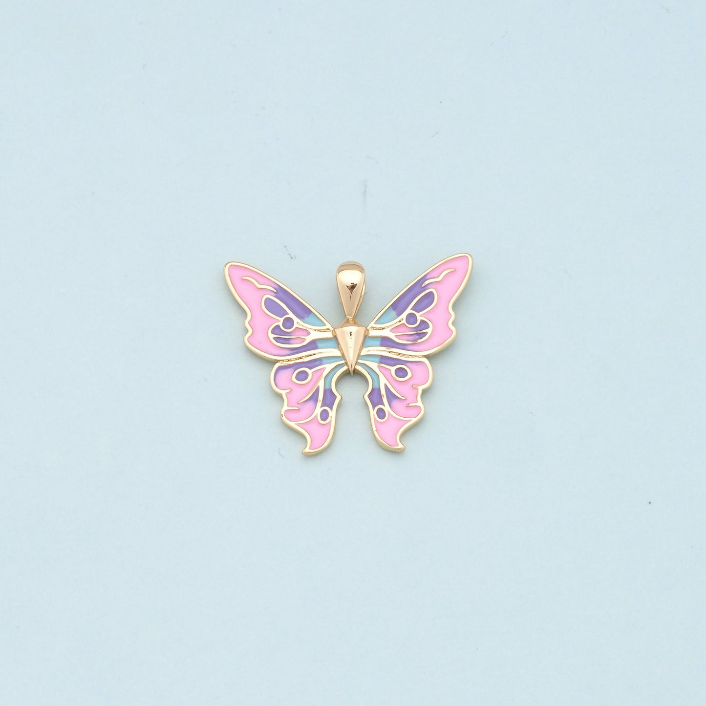 Gold Pink Butterfly Charms,18K Gold Filled Butterfly Pendant,Enamel Butterfly Charm Bracelet Necklace for DIY Jewelry Making Supply