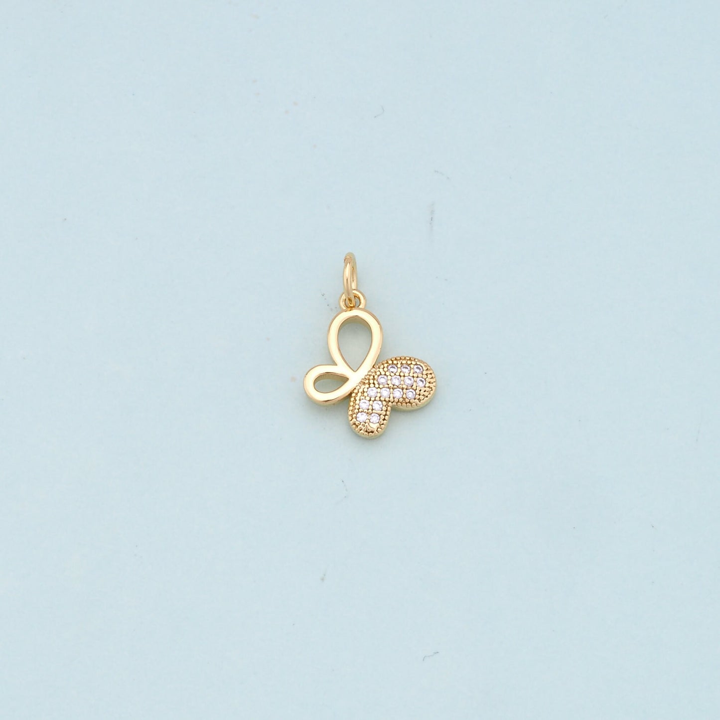 Gold Butterfly Charms,18K Gold Filled Butterfly Pendant,CZ Butterfly Charm Bracelet Necklace for DIY Jewelry Making Supply