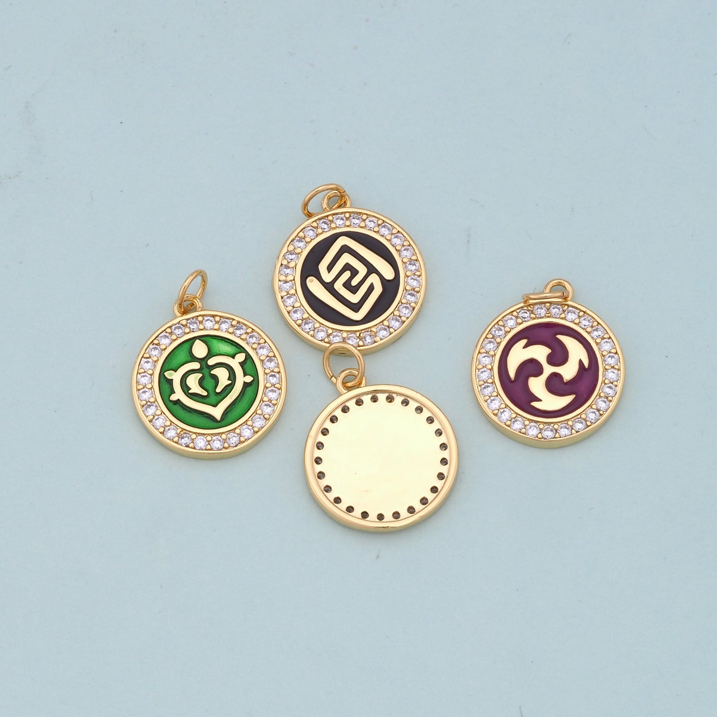 Gold element Charms,18K Gold Filled Water Pendant,Element Charm Bracelet Necklace for DIY Jewelry Making Supply