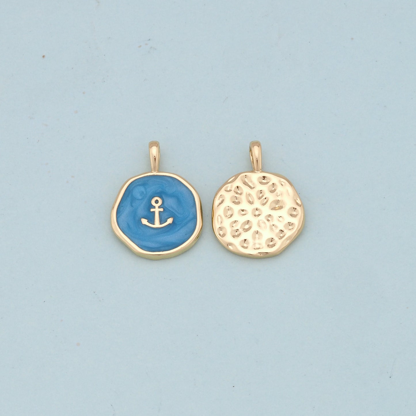 Gold enamel Anchor Charms,18K Gold Filled enamel Pendant Charm Bracelet Necklace for DIY Jewelry Making Supply