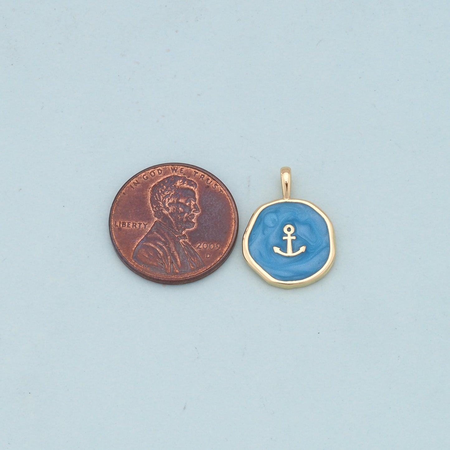 Gold enamel Anchor Charms,18K Gold Filled enamel Pendant Charm Bracelet Necklace for DIY Jewelry Making Supply