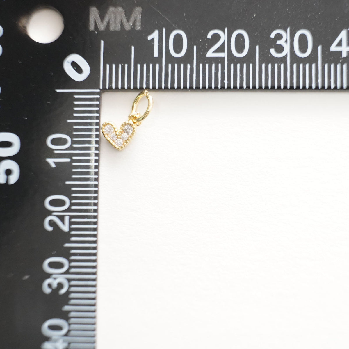 Gold Tiny White Heart Charms,18K Gold Filled Heart Pendant,CZ Micro Pave Heart Charm Bracelet Necklace for DIY Jewelry Making