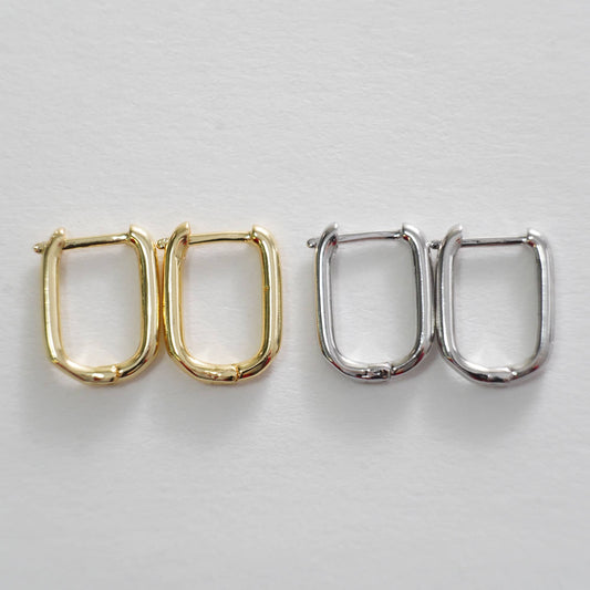 1pair 18K Gold Filled Oval Hoops Earrings,Gold Rectangle Earrings,Dainty Hoops Huggie,Gold Huggies Hoop Earrings