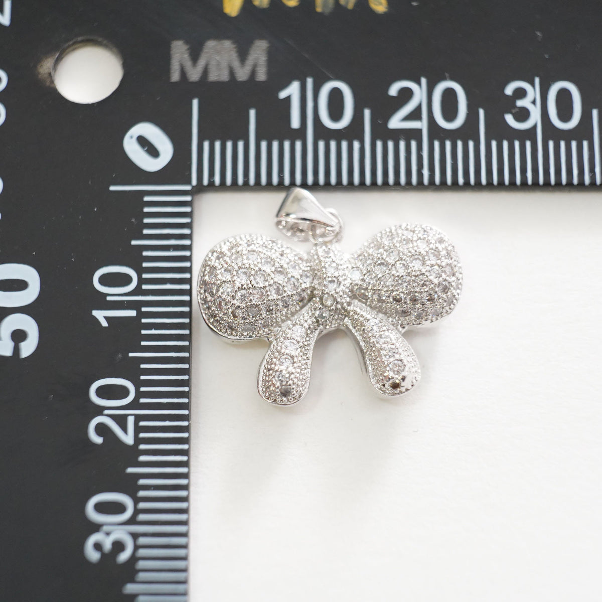 Silver Bow Charms,18K Gold Filled CZ Bow Pendant,Silver bow tie Charm Bracelet Necklace for DIY Jewelry Making Supply