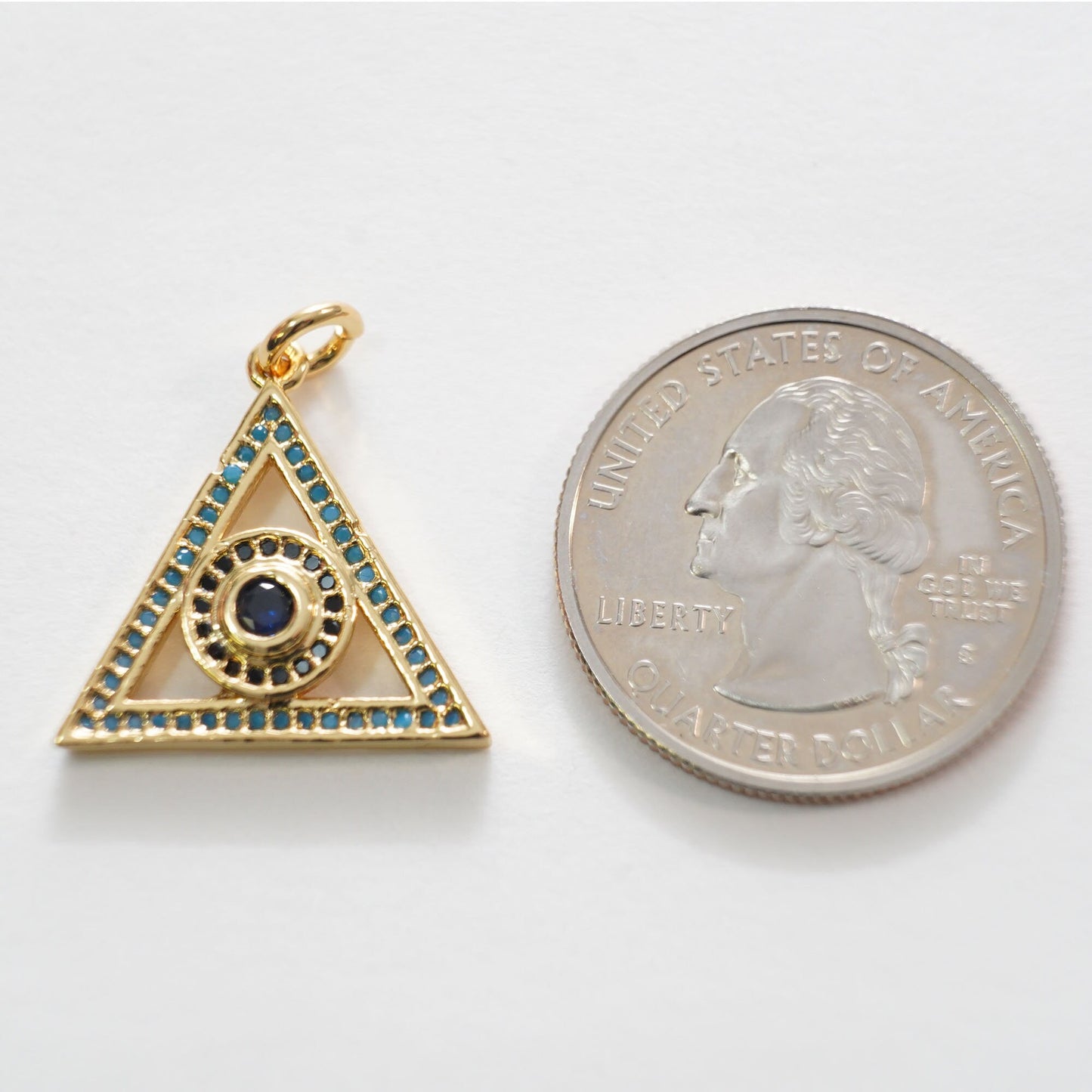 Gold Triangle Evil Eye Charms,18K Gold Filled Evil Eye Pendant,CZ Micro Pave Evil Eye Charm Bracelet Necklace for DIY Jewelry Making Supply
