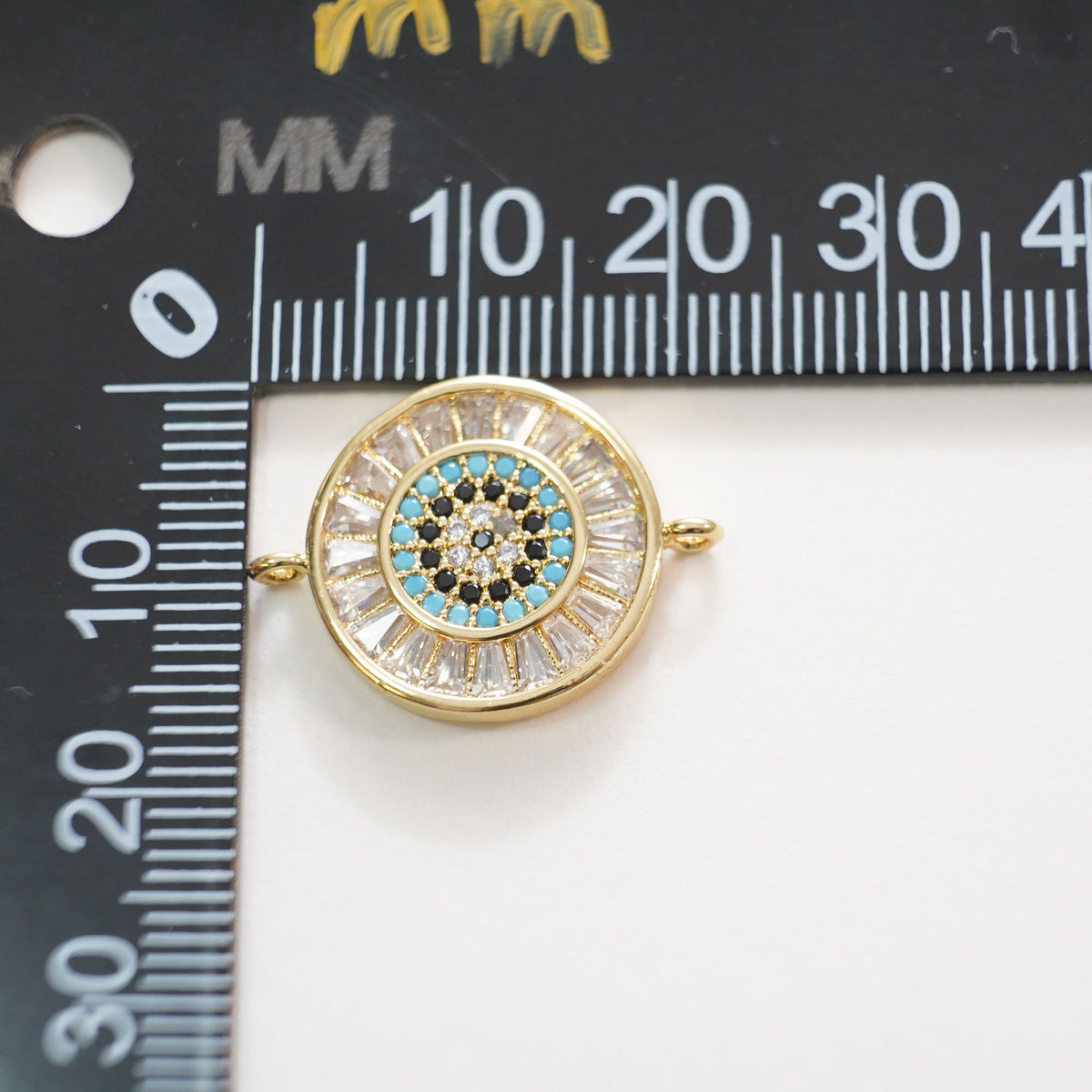 18K Gold Filled Evil Eye Connector Pendant,Evil Eye Charm Bracelet Necklace for DIY Jewelry Making Supply