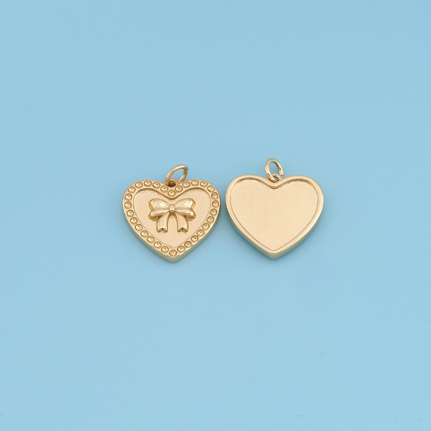Gold Bow Charms,18K Gold Filled Heart Bow Pendant,Silver bow tie Charm Bracelet Necklace for DIY Jewelry Making Supply