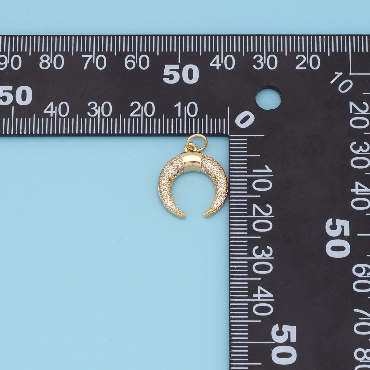 Gold Horse Shoe Charms,18K Gold Filled Crescent Pendant,CZ Micro Pave Horns Charm Bracelet Necklace for DIY Jewelry Making Su