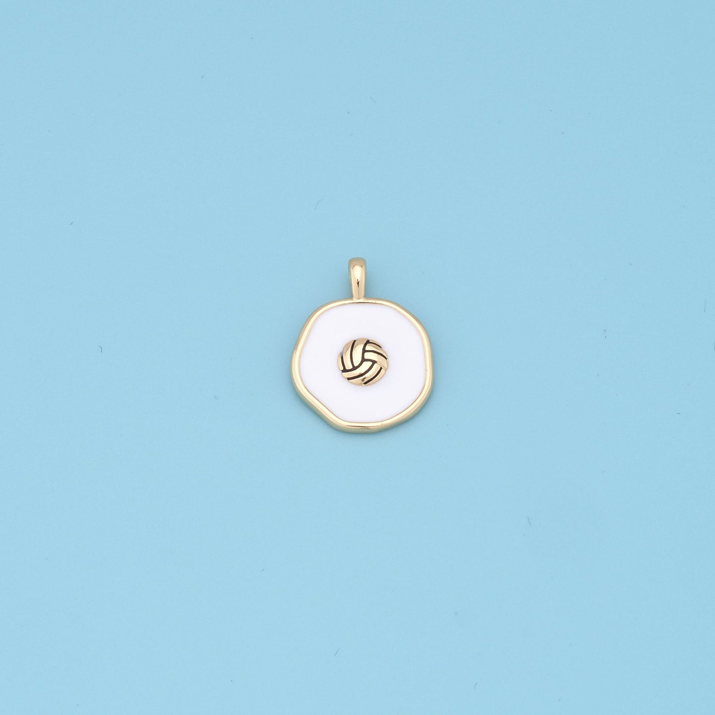 Gold Volleyball Charms,18K Gold Filled volleyball Pendant,volleyball Charm Bracelet Necklace for DIY Jewelry Making Supply