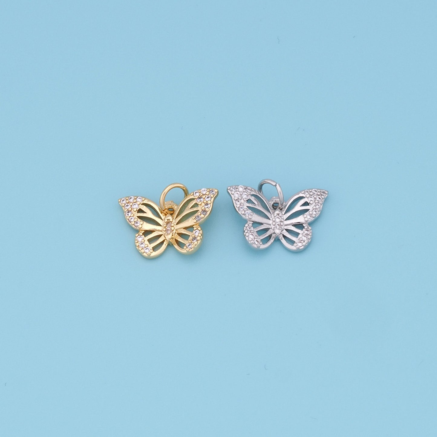 Gold Butterfly Charms,18K Gold Filled tiny Butterfly Pendant,insect Charm Bracelet Necklace for DIY Jewelry Making Supply