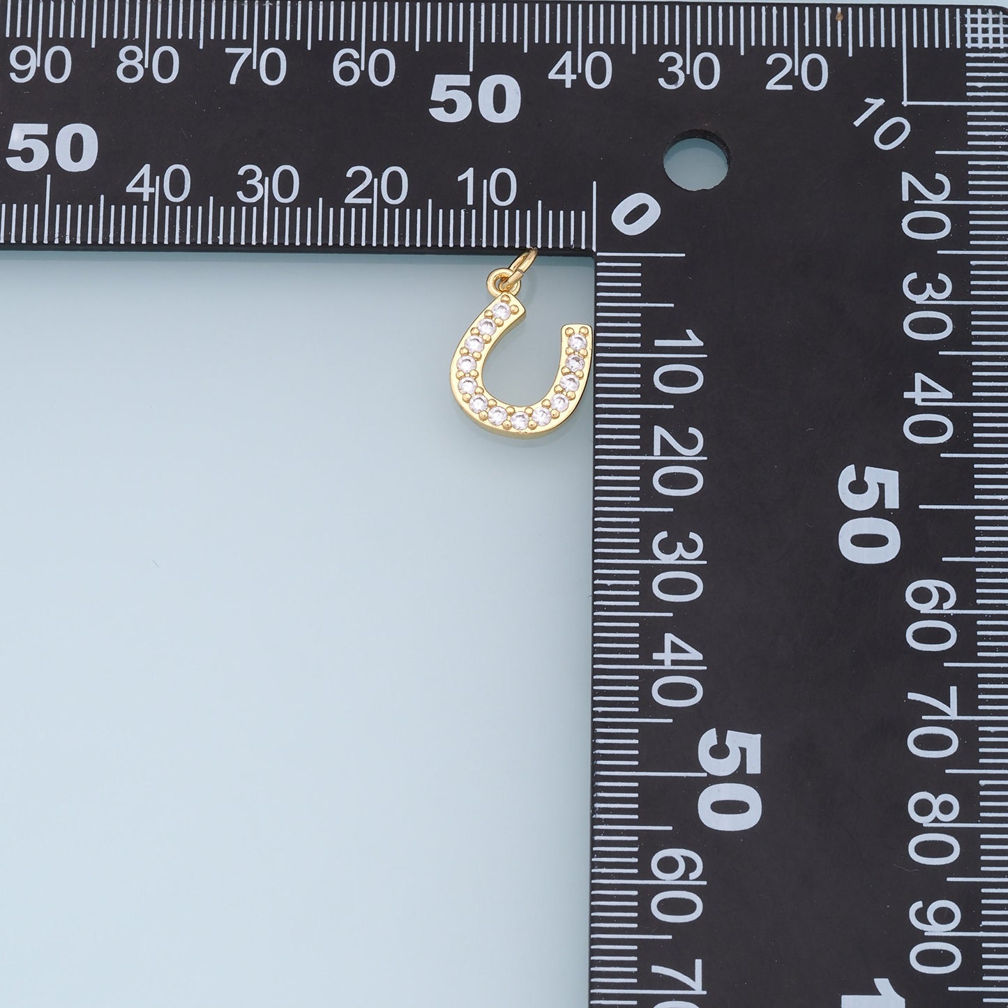 Gold horseshoe Charms,18K Gold Filled CZ horseshoe Pendant,horseshoe Charm Bracelet Necklace for DIY Jewelry Making Supply